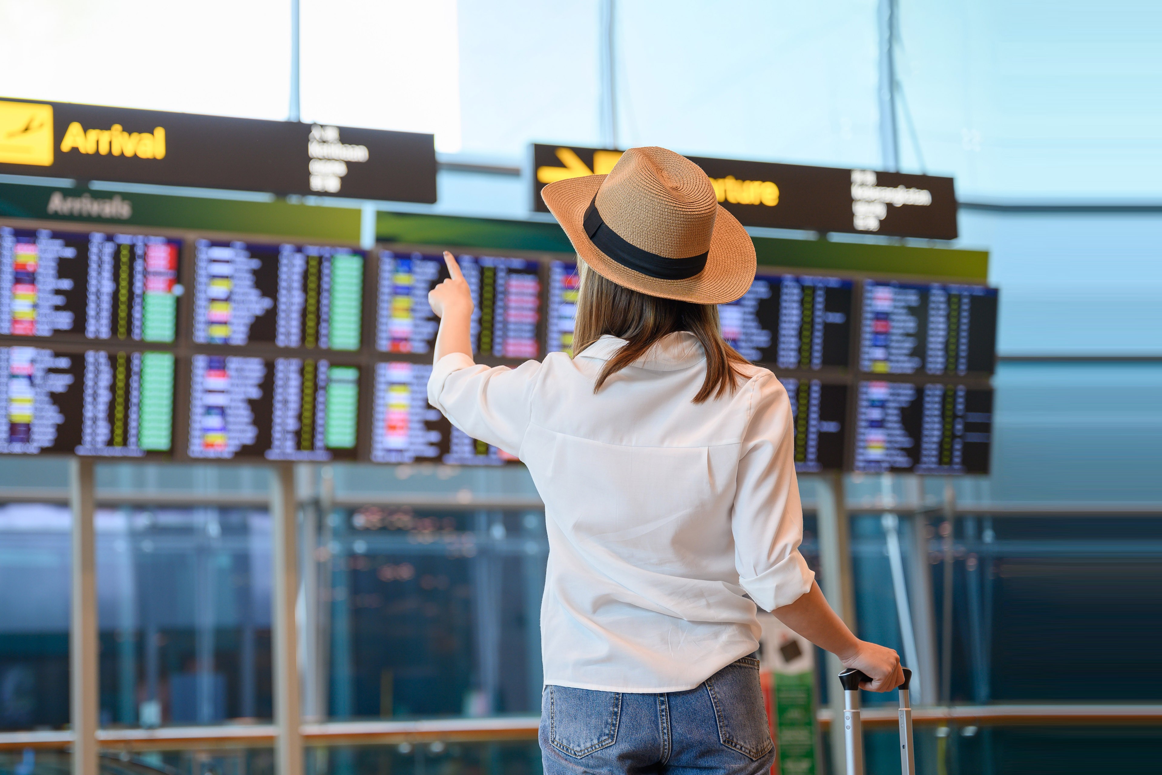 Girl checking her flight